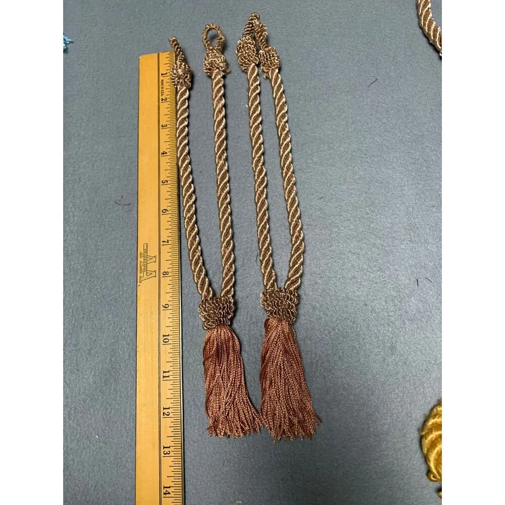Vintage Brown Tassel Curtain Tiebacks 13